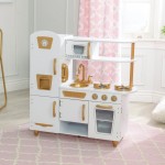 Bucatarie Moderna Alba de joaca pentru copii cu Accesorrii Incluse - Bucatarie Modern White and Gold din lemn de la Kidkraft Bucatarie Moderna Alba de joaca pentru copii cu Accesorrii Incluse - Bucatarie Modern White and Gold din lemn de la Kidkraft